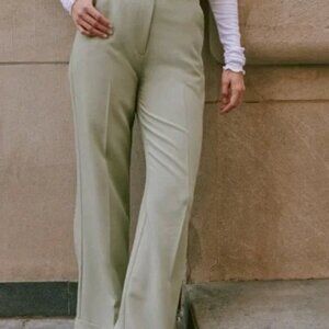 abercrombie & Fitch  harper wide leg trousers - light green